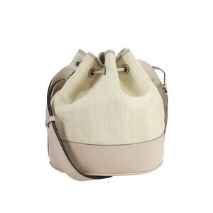 Hunting Season Womens Leather Drawstring Bucket Shoulder Handbag Beige